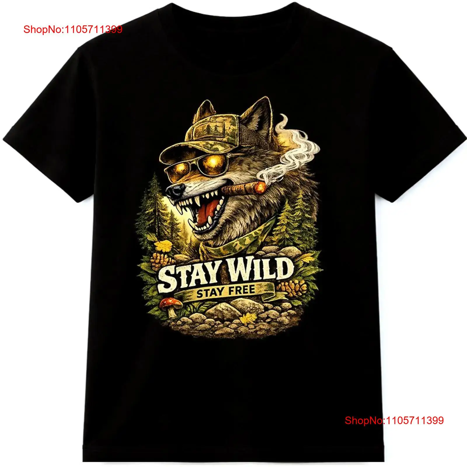 Wildman Hunting & Outdoor Nelspruit - Koszulka z wilkiem Stay Wild Free